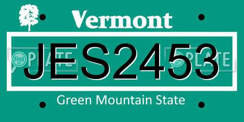 JES2453 Vermont License Plate