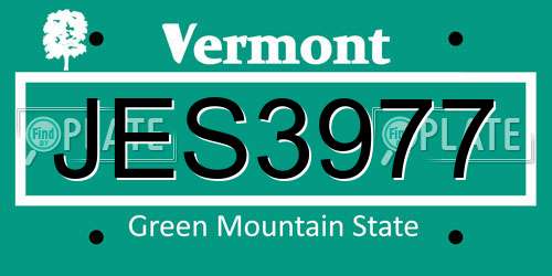JES3977 Vermont License Plate