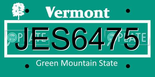 JES6475 Vermont License Plate