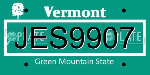 JES9907 Vermont License Plate