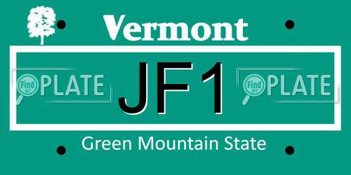 JF1 Vermont License Plate