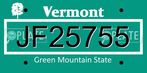 JF25755 Vermont License Plate