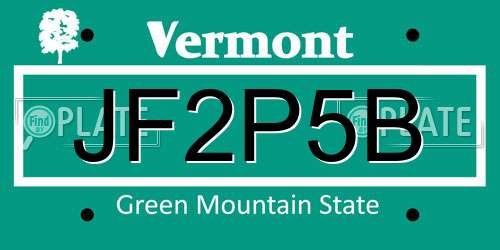 JF2P5B Vermont License Plate