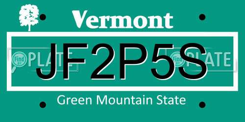 JF2P5S Vermont License Plate