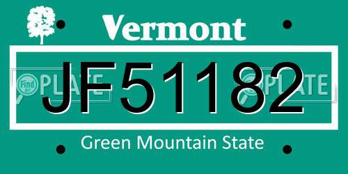 JF51182 Vermont License Plate