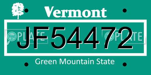 JF54472 Vermont License Plate