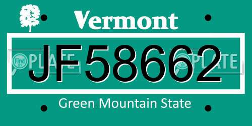 JF58662 Vermont License Plate