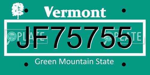 JF75755 Vermont License Plate