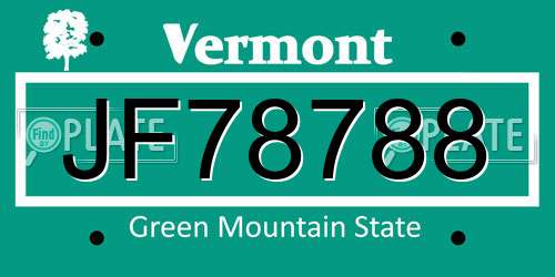 JF78788 Vermont License Plate