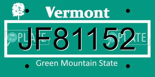 JF81152 Vermont License Plate