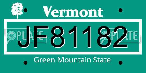 JF81182 Vermont License Plate