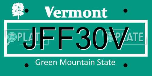 JFF30V Vermont License Plate