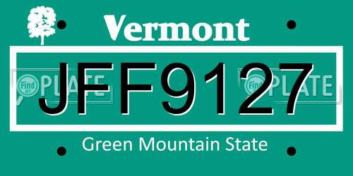 JFF9127 Vermont License Plate