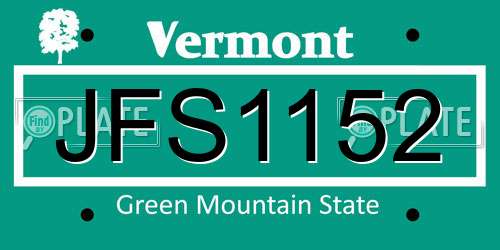 JFS1152 Vermont License Plate