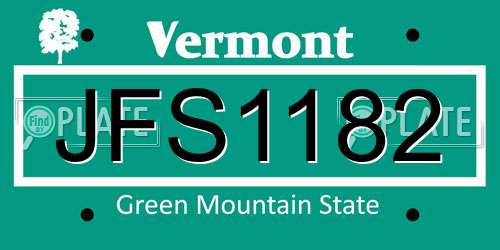 JFS1182 Vermont License Plate