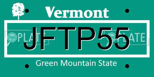 JFTP55 Vermont License Plate