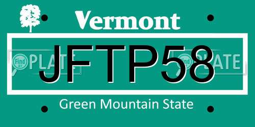 JFTP58 Vermont License Plate