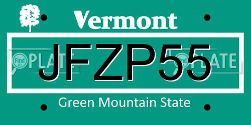 JFZP55 Vermont License Plate