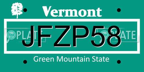 JFZP58 Vermont License Plate