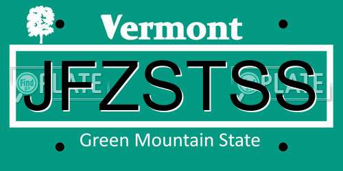 JFZSTSS Vermont License Plate