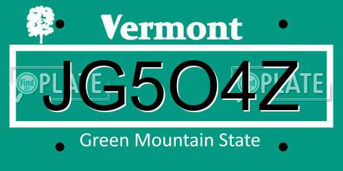 JG5O4Z Vermont License Plate