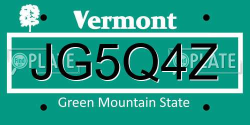 JG5Q4Z Vermont License Plate