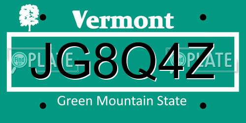 JG8Q4Z Vermont License Plate