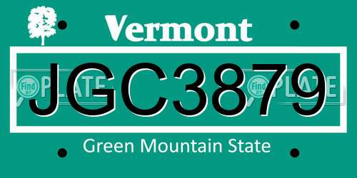 JGC3879 Vermont License Plate