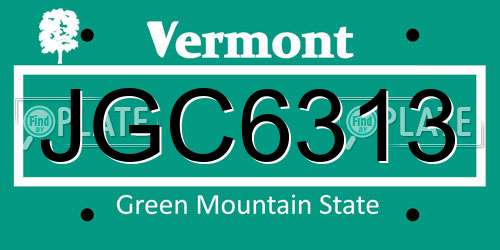 JGC6313 Vermont License Plate