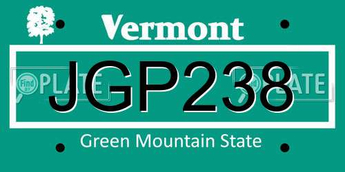 JGP238 Vermont License Plate
