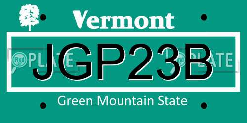 JGP23B Vermont License Plate