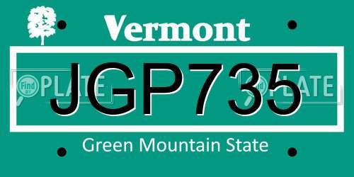 JGP735 Vermont License Plate