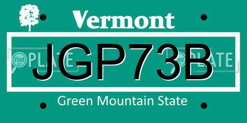 JGP73B Vermont License Plate