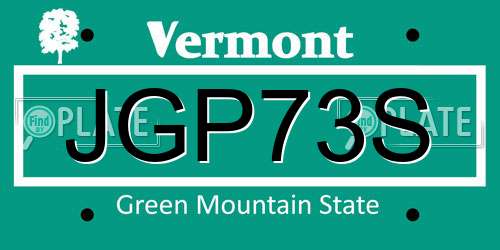 JGP73S Vermont License Plate