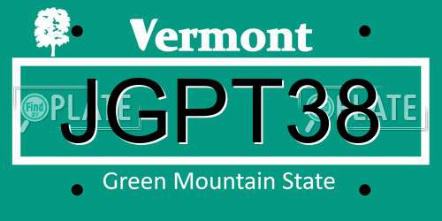 JGPT38 Vermont License Plate