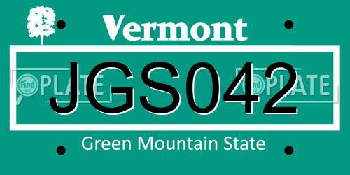 JGS042 Vermont License Plate