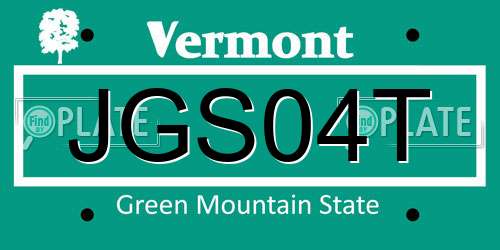 JGS04T Vermont License Plate