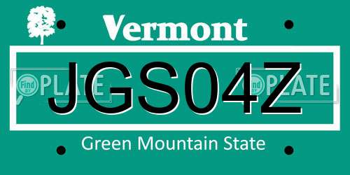 JGS04Z Vermont License Plate
