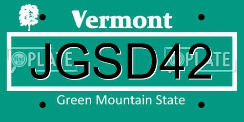 JGSD42 Vermont License Plate