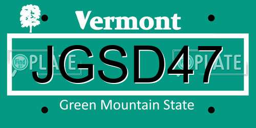 JGSD47 Vermont License Plate