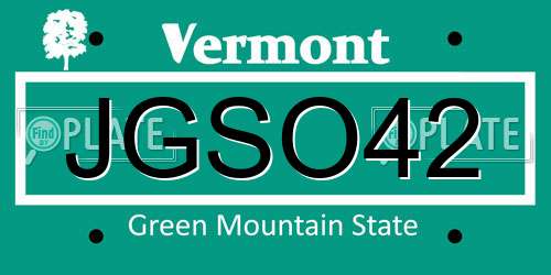 JGSO42 Vermont License Plate