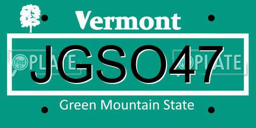 JGSO47 Vermont License Plate