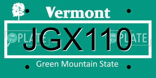 JGX110 Vermont License Plate