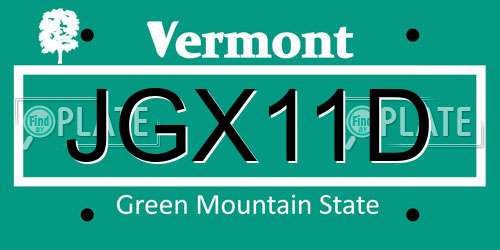 JGX11D Vermont License Plate