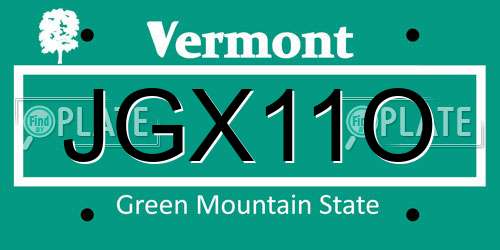 JGX11O Vermont License Plate