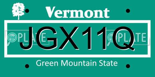 JGX11Q Vermont License Plate