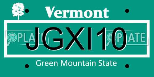 JGXI10 Vermont License Plate