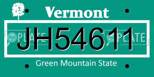 JH54611 Vermont License Plate
