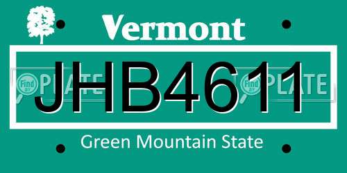 JHB4611 Vermont License Plate