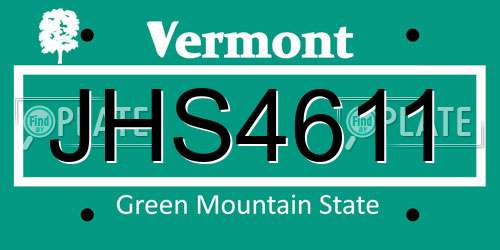JHS4611 Vermont License Plate